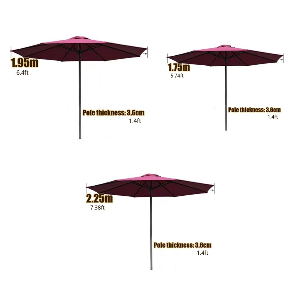 Ombrellone Da Mercato Inclinabile Ombrello Da Patio Rotondo | 180cm 200cm 230cm Ombrellone Da Giardino Altezza Regolabile Parasole Palo In Acciaio Smontabile