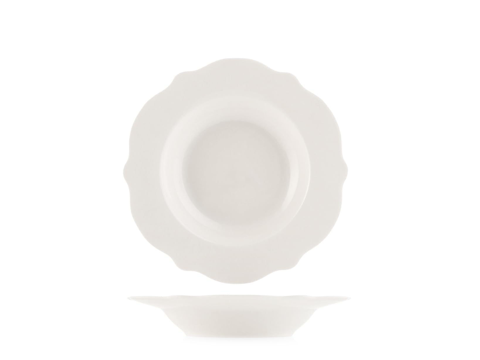 H&H Set of 6 White White New Bone China Ivory Soup Plates 21.5cm - Stylish and Durable - Dishwasher Safe - Microwave Safe - Refined Design for the Table