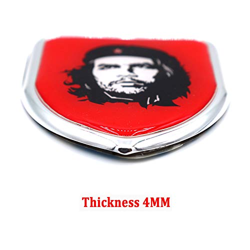 S2S Stylish Mini 3D Metal Chrome Sticker Emblem Badge Logo | Durable Automotive Decoration | for Cars & Bikes - (Che Guevara) (3 x 2.5 in)