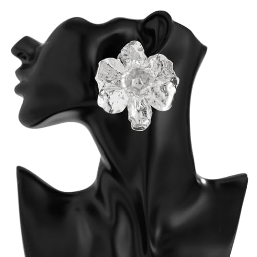 Octwine Vintage Statement Large Flower Silver Gold Boho Chunky Earrings for Women Stud Flower Earrings Statement Earrings Sparkly Bar Party Prom Earrings for Women3