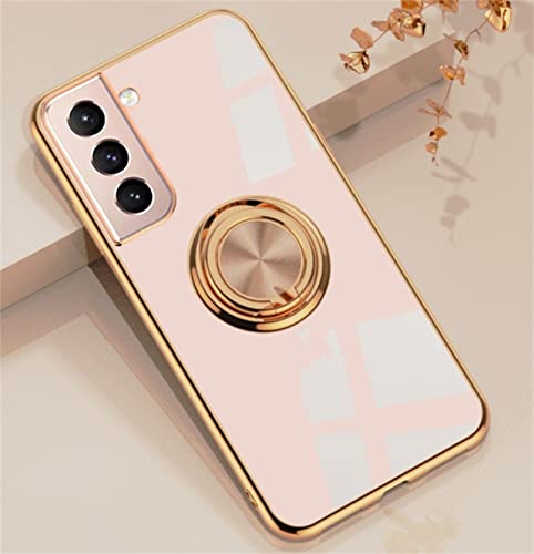 Alihtte Coque pour Samsung Galaxy S21,Coque magnétique avec Anneau Rotatif à 360 ° Mince Coque Shock-Absorption Silicone avec Plaque métallique, Aimant Support de Voiture Housse Bumper pour Galaxy S21 Cover