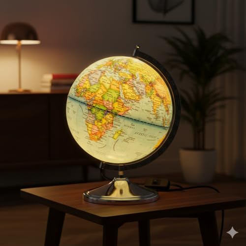 Image of Educational World Globe for stunets and Teachers (10 Inch Dia Illuminated, 10 Inch Dia)