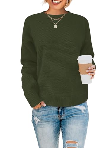 Womens Sweaters Fall Fashion Long Sleeve Knit Tops Crewneck Sweatshirts