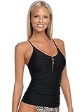A model wearing the Relleciga Ruched Tankini Top