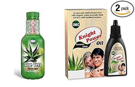 Imc Aloe Vera Fibrous Juice And Knight Power Oil - 500 Ml, Pack Of 2