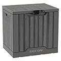 EAST OAK Outdoor Storage Box, 31 Gallon Deck Box Indoor and Outdoor Use, Waterproof Resin Storage Bin with Latch for Patio Cushions, Gardening Tools, UV Resistant, Deep Grey