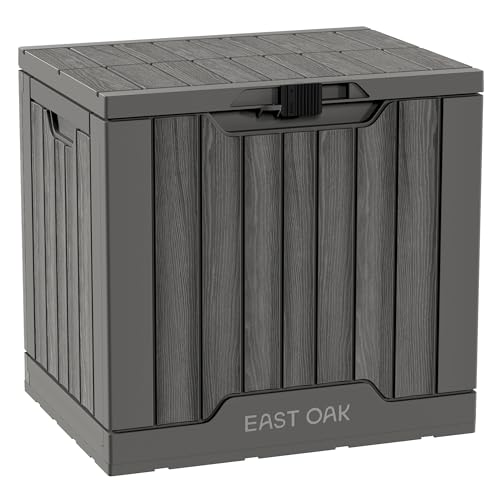 Image of EAST OAK Outdoor Storage Box | 31 Gallon Deck Box Indoor and Outdoor Use | Waterproof Resin Storage Bin with Latch for Patio Cushions, Gardening Tools | UV Resistant | Deep Grey