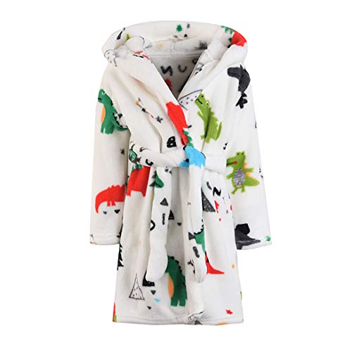 Toddlers/kids Hooded Terry Robe Fleece Bathrobe Children's Pajamas Sleepwear (Zoo, 2T)