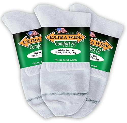 Extra Wide Comfort Fit Athletic Quarter Socks (Pack of 3) Fits Up to a 6E Width, Made in USA - Main Image