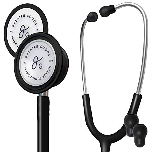 Greater Goods Dual-Head Stethoscope – Clinical Grade, Lightweight, High-Precision Sound, Ideal for Doctors, Nurses, Students, and Medical Professionals, FSA and HSA Eligible (Black)