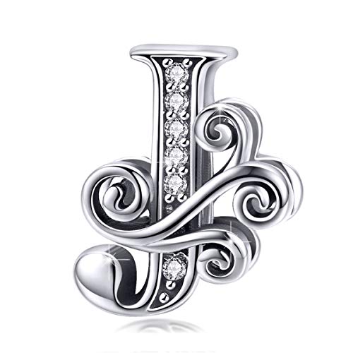 BAMOER Abalorios Letras Charms Plata de Ley 925 Originales Clásico Dije Letra Abalorios para Pulseras Collares
