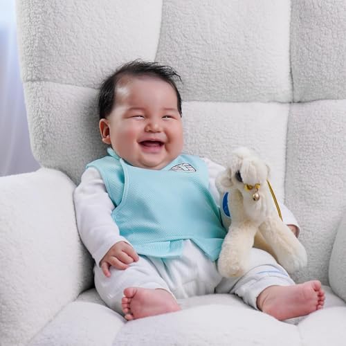 Kids' Snap, Button, Vest, Blue, Mongolian Inspired Design2