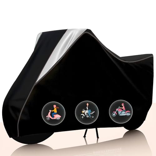 Image of Taffeta Bike Cover Premium Waterproof, Dustproof & UV Protected Two-Wheeler Body Shield | Heavy-Duty, All-Weather Protection | Universal Fit for Motorcycles & Scooters(GT-Black Top Silver Kally)