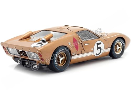 1966 Ford GT-40 MK II RHD escala 1:18 metal dorado miniatura 3