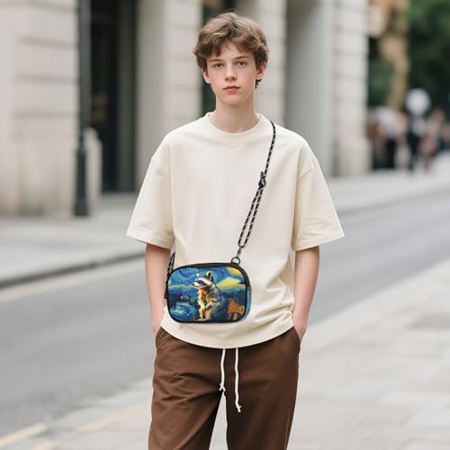 Raccoon Starry Night Crossbody Bag for Women Cell Phone Purses Women's Small Shoulder Handbags Wallet Purse with Strap3