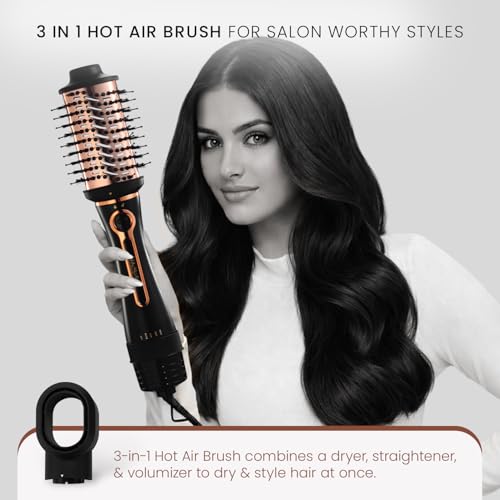 Image of Urban yog Makemeebold 3-In-1 Hot Air Brush & Mystic Volume Hair Styling Foam(150Ml),Hair Dryer,Straightener,Volumizer|1200 Watts Blow Dryer Brush|Volumizing Foam For Fine Hair,Paraben-Free,Black