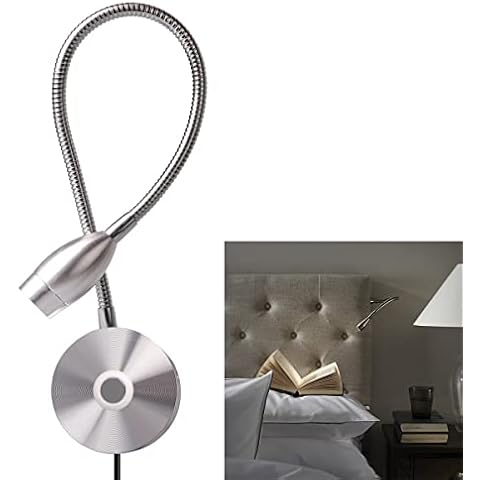 Alldio Book Lights for Reading in Bed Dimmable Touch Switch Reading Lamps Bedside Wall Mounted LED Gooseneck Headboard Spotlight (3W, Warm White) Cover