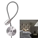 Reading Light for Books in Bed Dimmable Touch Switch Reading Lamps Bedside Wall Mounted LED Gooseneck Headboard Spotlight (3W, Warm White)