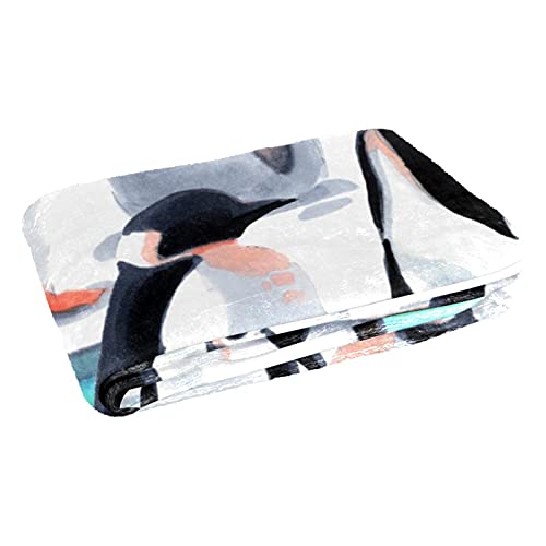 Couverture chaude et douce motif pingouin, finition haut de gamme - 3