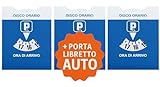 3 PZ - Disco Orario Auto MAXI + Porta Documenti Auto in Plastica Blu + Busta Protettiva in PVC - 15x12 CM - BENESSERE In Linea® - Parchimetro Disco Orario Italiano x Auto e Moto - Accessori macchina