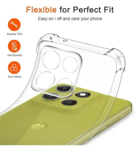 Image of Lustree Case for Motorola Moto G67 Power Transparent Protective Hard Silicone Anti-Shock Case Bumper with Reinforced Corners cam Protection for Motorola G67 Power