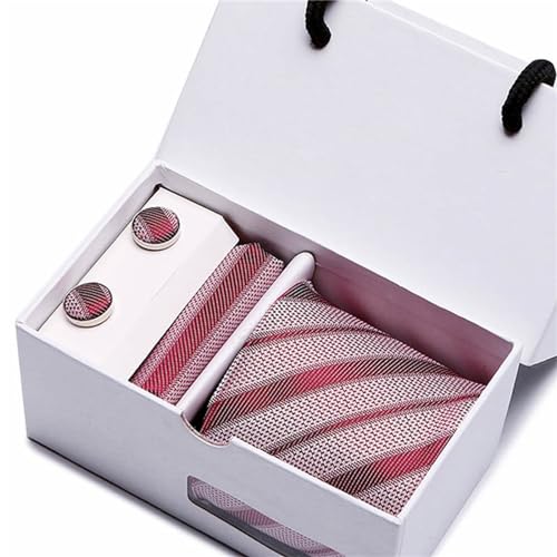 Set de corbata para hombre con pañuelo y gemelos miniatura 2