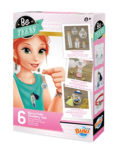 Include tutti gli accessori per creare 3 collane, 2 paia di orecchini e 1 bracciale: fialette, sfere, perline e microperline, paillette