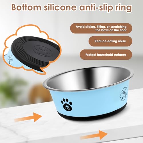 2 Pack Stainless Steel Dog Bowls (860ml & 1560ml) Dog Feeding Bowls with Non Slip Silicone Base, Metal Puppy Plate, Pet Food Feeding Dishes and Water Bowl Set for Small Medium Large Dogs - Image 5