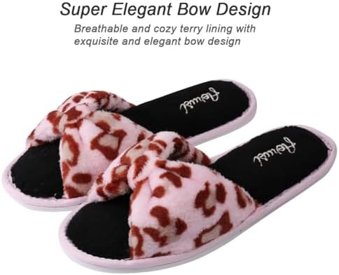 ROXIE Women's Slippers Memory Foam House Bedroom Slippers for Women Fuzzy Plush Open Toe Breathable Slides Slippers | Image 2