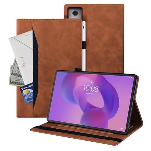 Auslbin Funda Compatible con Lenovo Idea Tab Pro/P12 2025（Gen 2） Fundas de Tableta de Cuero de PU de Estilo Clásico Anti-caída Carasa de Pestaña Protectora con Ranura para Tarjeta, Marrón