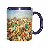 EKLMPS Tazas de Café,Taza de Cerámica para Té y Café,330ml/11oz,Regalos original,Aniversarios,nupical,desayuno,Románticos,Decoración de viaje, panorama del Vedado de La Habana en casas antiguas y colo