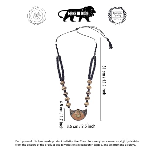 Image of AAKRITI ART CREATIONS Handcrafted Tribal & Boho Ethnic Necklace Collection | Floral, Mandala, Tassel & Dhokra Pendant Designs | Artisan Brass, Wood & Statement Jewelry for Women