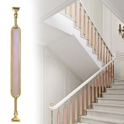 ピンクアルミ合金とガラスの階段用手すり - 階段の手すり用角度調節可能な屋内スピンドル - 6個のモダンなデザインポストで家の安全とスタイルを実現