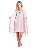 Casual Nights Women's Sleepwear 2 Piece Nightgown and Robe Set - Pink - Large