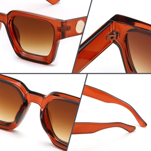 Image of FEISEDY Retro 90s Chunky Square Sunglasses for Women Men B2385