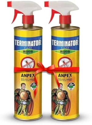 Terminator Eco-Friendly Termite Killer Spray| 1 Ltr, Pack of 2 | Wood Preservative and Termite, Borer and Insect Repellent for Home, Kitchen, and Offices