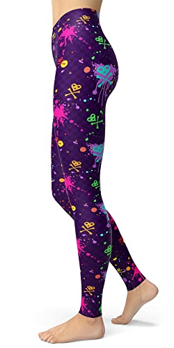 Image of sissycos Women's 80s Leggings Neon Artistic Splash Printed Buttery Soft Stretchy Pants