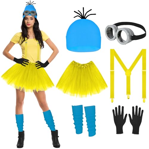 6 Pcs Women's Halloween Costume Accessories Set Yellow Blue Rose ...