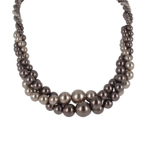 Amazon Collection Colored Simulated Three Strand Twisted Pearl Necklace, 18