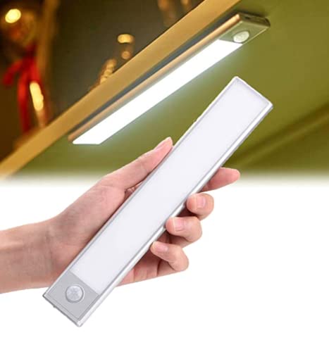 Luz Armario con Sensor de Movimiento Luz Sensor para Armario USB Recargable LED Armario con 2 Tiras Magnéticas Pegadas Lámpara Nocturna Ideal para Armario Garaje Gabinete Escalera - 2 unidades Cover
