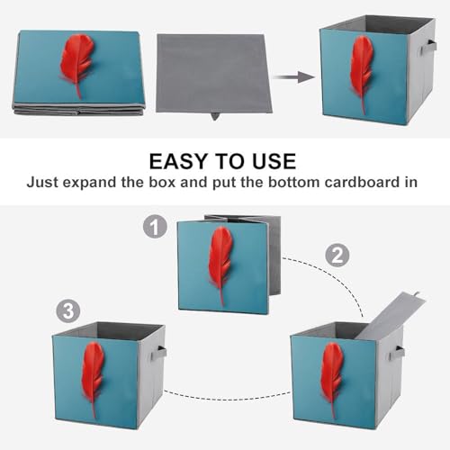 Bacs de rangement pliables plumes rouges pour un cocon ordonné - 5