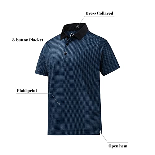 Deolax Men's Classic Fit Polo Shirt - Quick Dry, Black Grey Floral Print, Breathable, Short Sleeve, Lapel, Casual Golf T-Shirt #TOP1