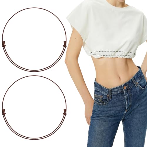 XZQTIVE 2Pcs Invisible Elastic Waist Tuck Band for Women Adjustable Stretch Belt for Tightening/Shortening Shirts Sweater Top