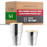 Smarty Had A Party Disposable Kiddush Cups 5 oz – 110 Pack Silver Plastic Kiddush Cups for Shabbat, Passover & Jewish Holidays – Elegant Sabbath & Bar Mitzvah Drinkware