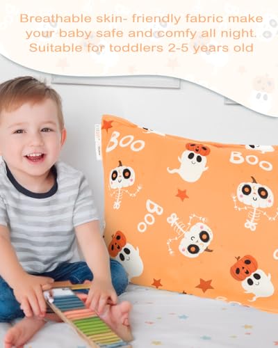 Image of ALVABABY Toddler Pillowcases Stretchy Soft Kids Pillow Cover 2 Pack Fit 13 inchx 18 inch or 12 inchx16 inch Envelope for Girl Boy Sleepy Travel Halloween 2TPE35A