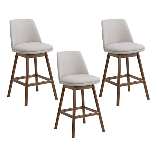 Image of ROME + OAK Rowan 26 inch Swivel Counter Height Stool, Walnut Finish, Set of 3