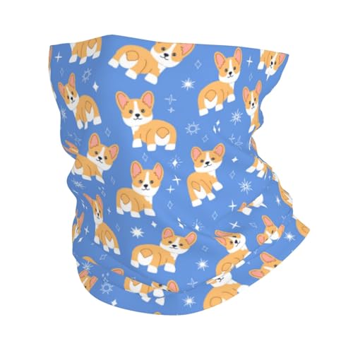 Buewutiry Polainas de cuello para hombres y mujeres, bufanda de cabeza Kawaii Corgi, pasamontañas, máscara facial, bandana para el cuello