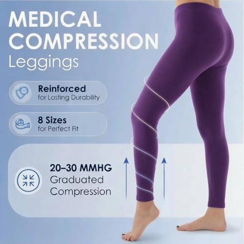 Image of ABSOLUTE SUPPORT Women Compression Leggings 20-30mmHg, Purple, 2X-Large