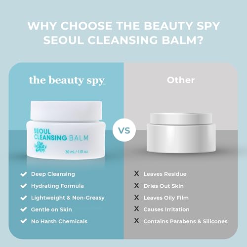 The Beauty Spy Seoul Cleansing Balm-To-Oil Make Up Remover | 3-In-1 Formula - Cleanses, Removes Makeup & Moisturizes Skin | Korean Makeup Remover Balm | Safe on Skin | 30ml/1.01 Oz