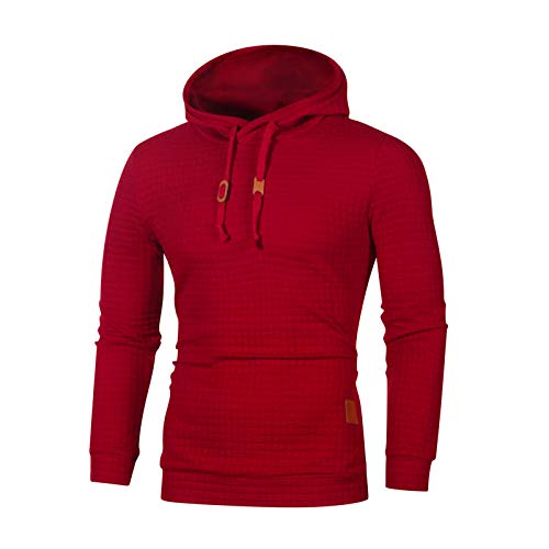 Sweat à capuche gaufré pour homme pull en tricot décontracté rouge 5XL